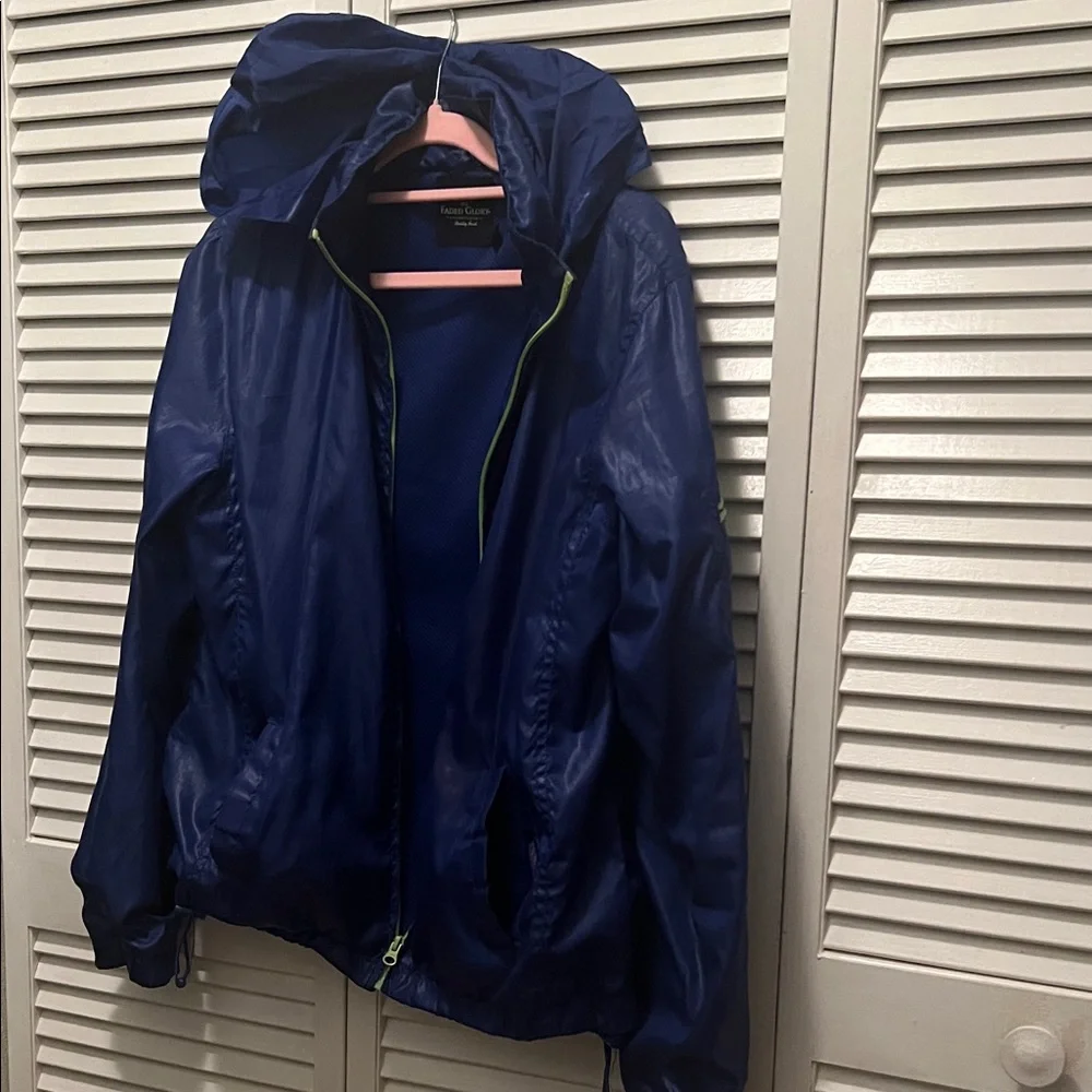 # 0848+ Unisex Deep Blue Hooded Waterproof Jacket - Picture 1 of 7